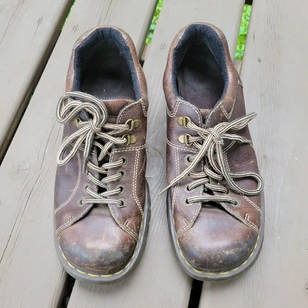 Dr Martens 12312‎ y2k Low Boot Lug Sole Platform Brown Leather Shoes Men's 11
